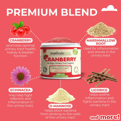 Cranberry for Dogs. Urinary Tract Support. 100 Scoops