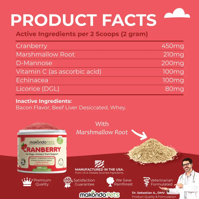 Cranberry for Dogs. Urinary Tract Support. 100 Scoops
