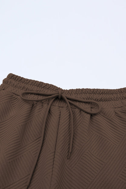 Solid Textured T-Shirt and Drawstring Pants Set