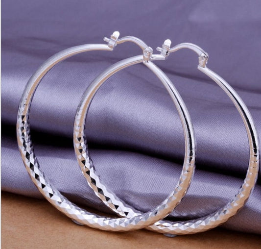 Exaggerated 925 Silver Large Hoop Earrings