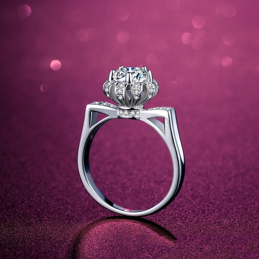 925 Silver Eight Hearts Eight Arrows Diamond Ring
