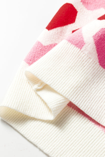 Valentine Heart Short Sleeve Crewneck Sweater