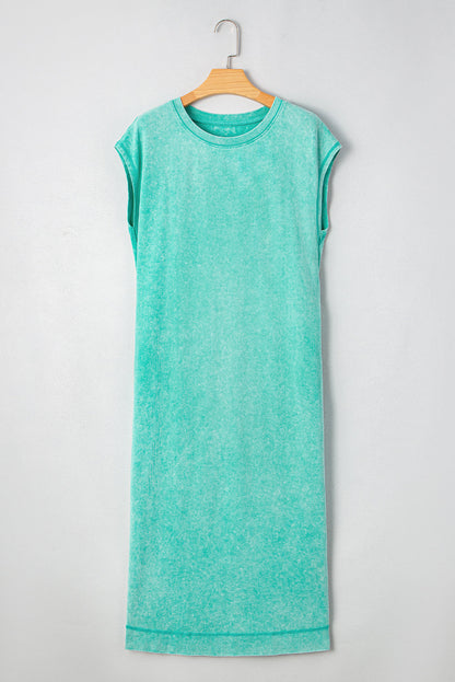 Mineral Wash Pocketed T-shirt Maxi Dress