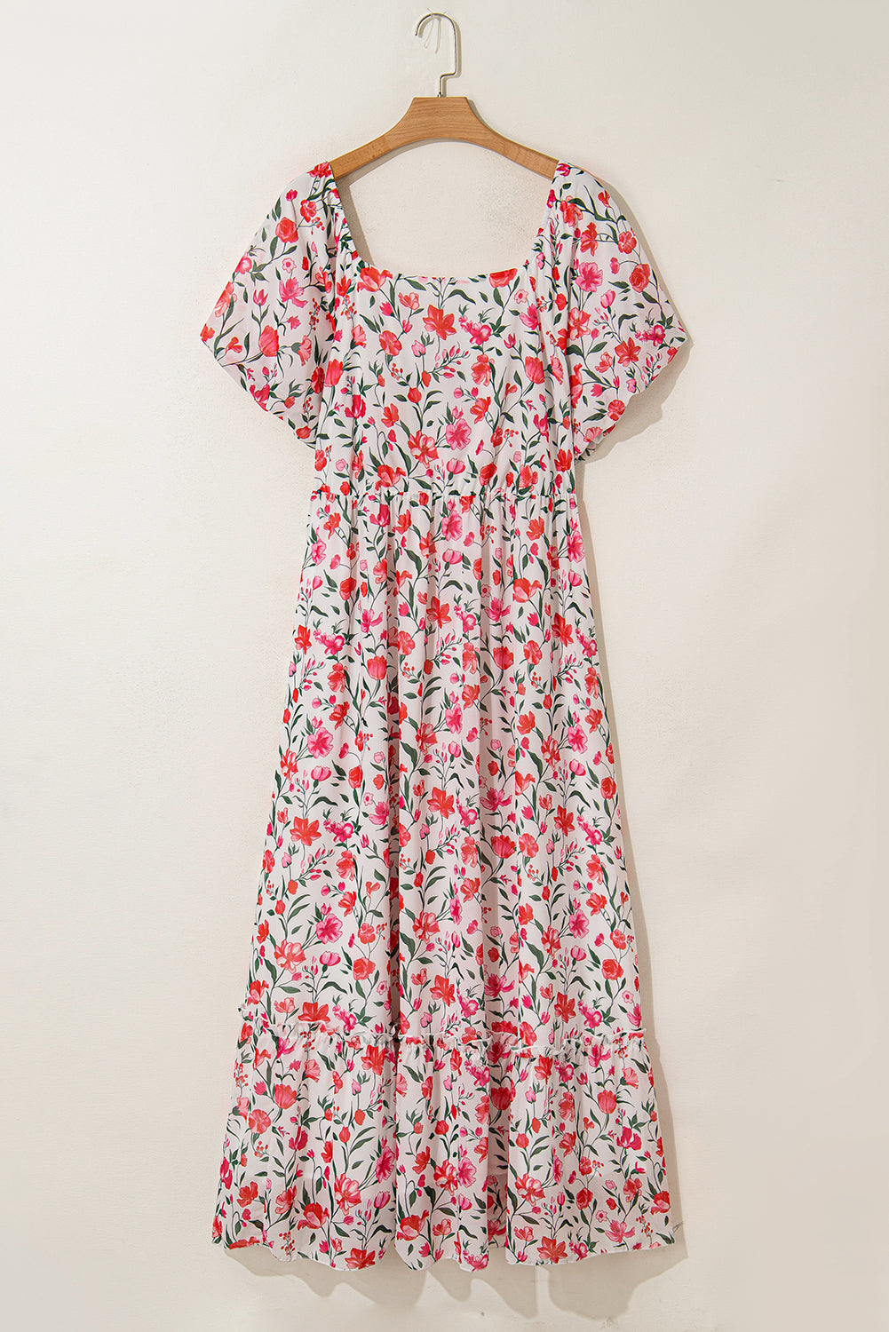 Plus Size Floral Square Neck Maxi Dress