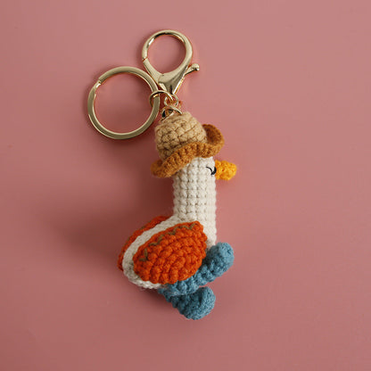 Hand-woven Forward Duck Little Doll Keychain
