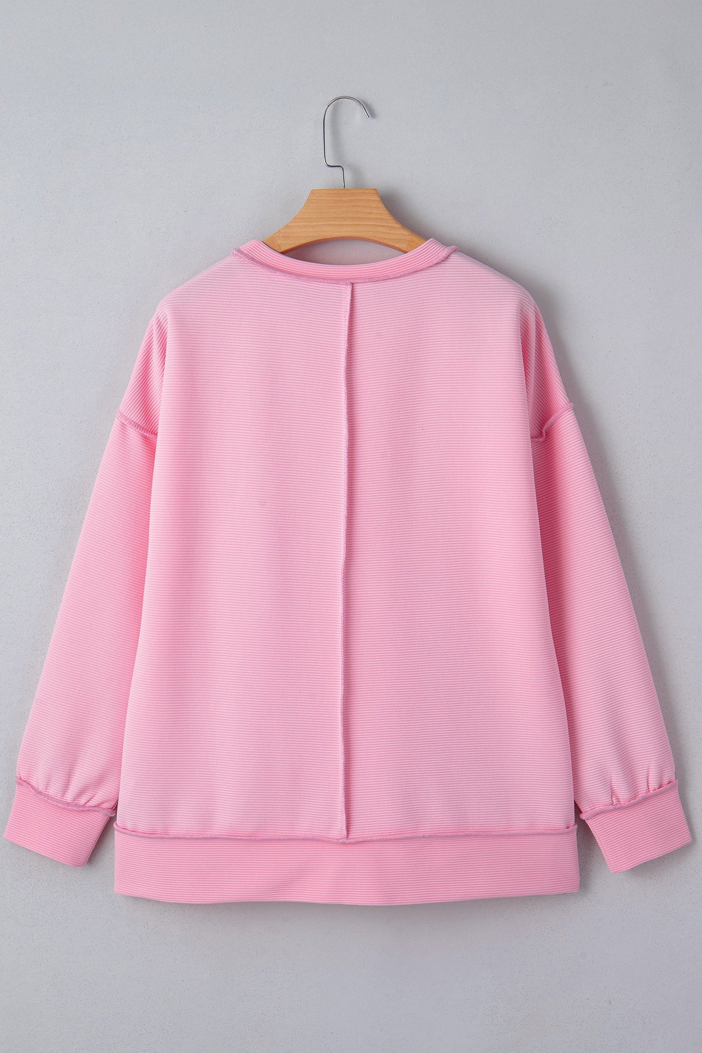 Ribbed Exposed Seam Drop Shoulder Pullover
