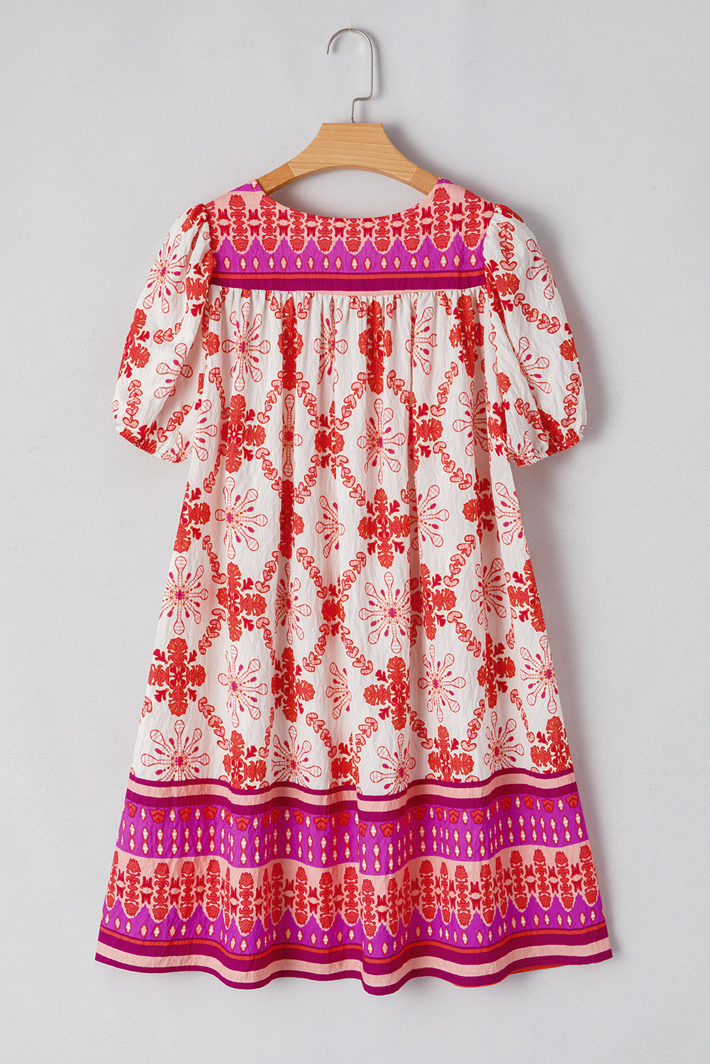Floral Boho Lace-up V-Neck Mini Dress