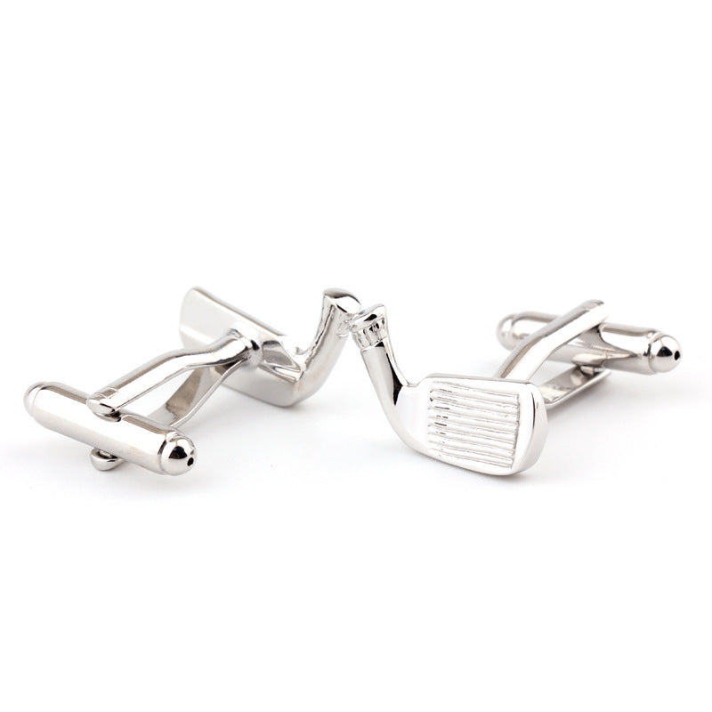 Golf Racket Shape Metal French Shirt Cufflinks