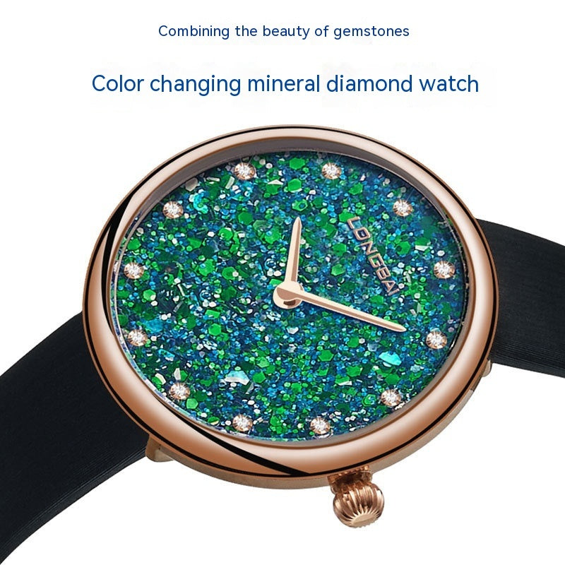 Simple Natural Sapphire Diamond Women's Watch