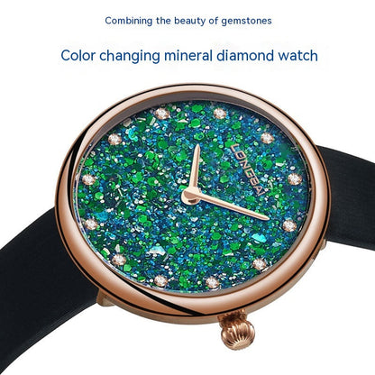 Simple Natural Sapphire Diamond Women's Watch