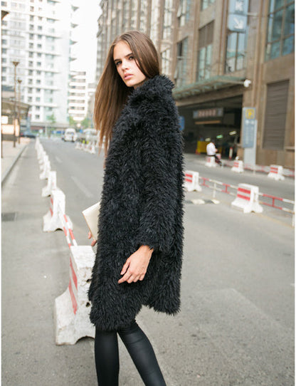 Lamb Wool Long Trench Coat