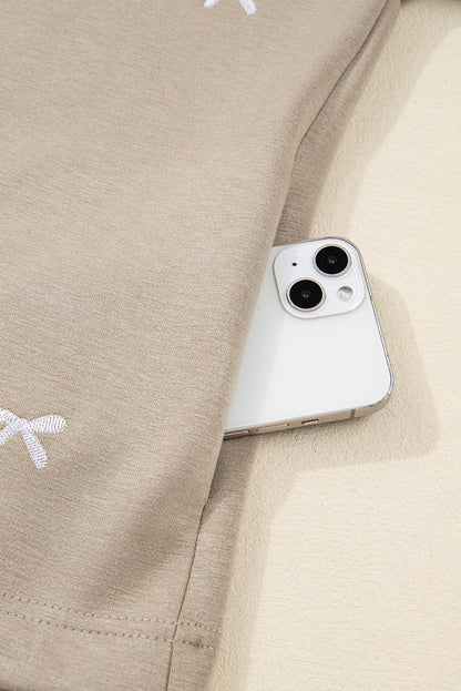 Bow Embroidered Zip-Up Hoodie