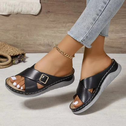 Stylish Buckle Wedge Sandals for Summer