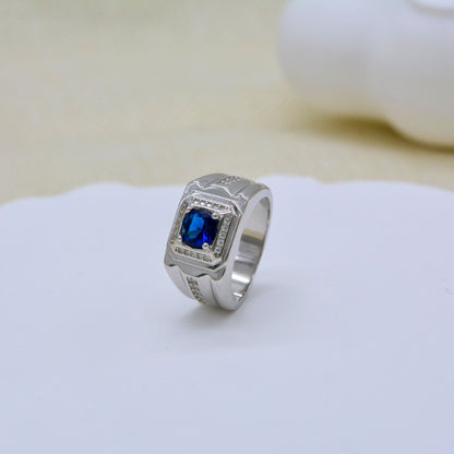 S925 Sterling Silver Blue Gemstone Women's Ring