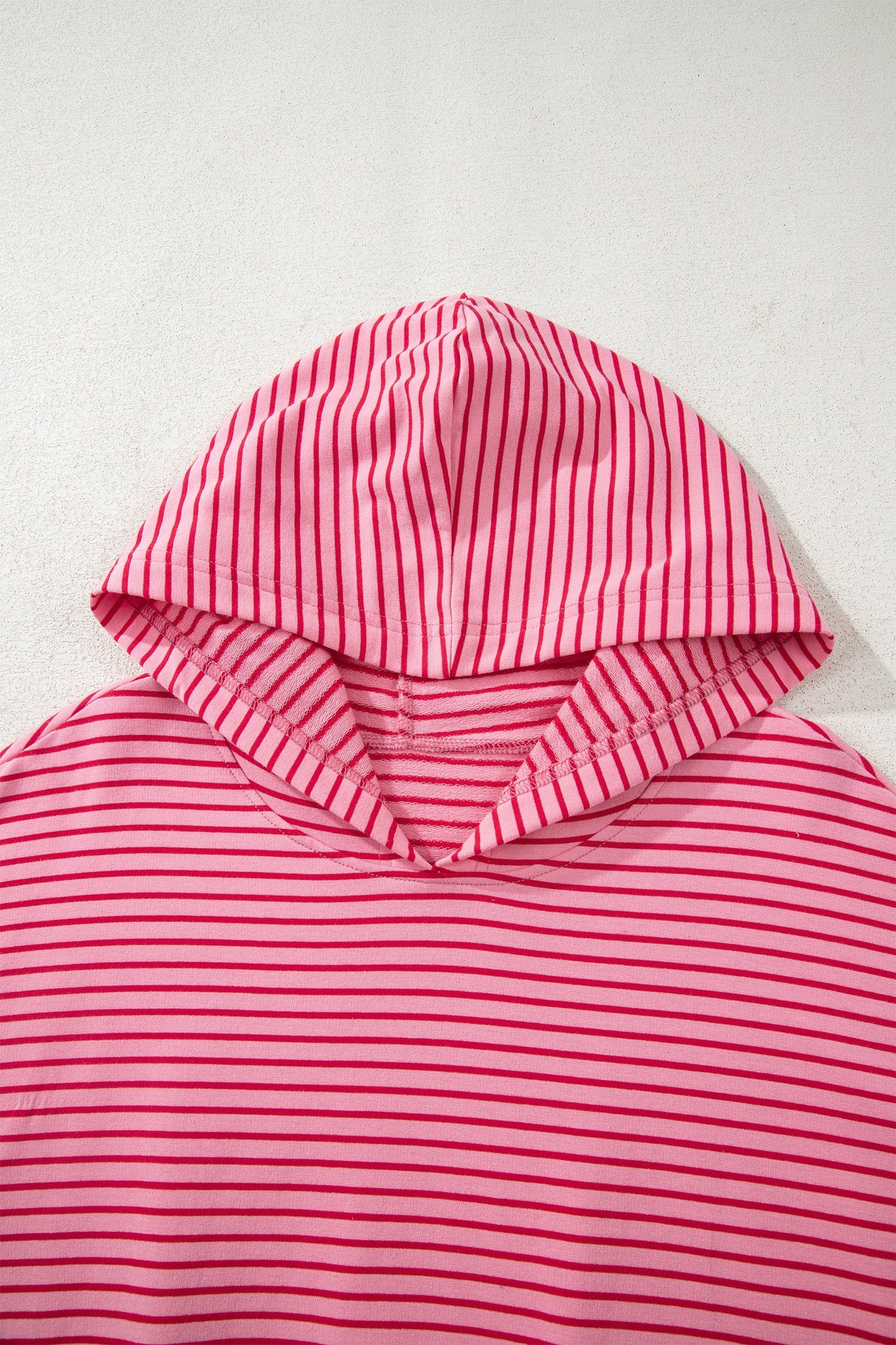Stripe Thumbhole Side Slit Drop Shoulder Hoodie