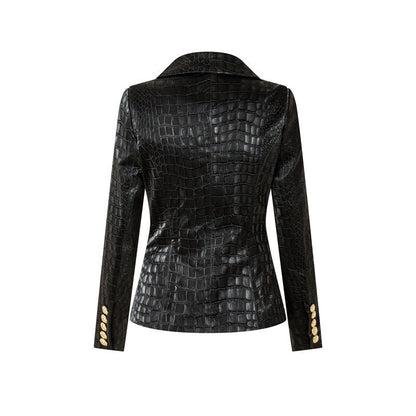 Crocodile Leather Slim-fit Jacket