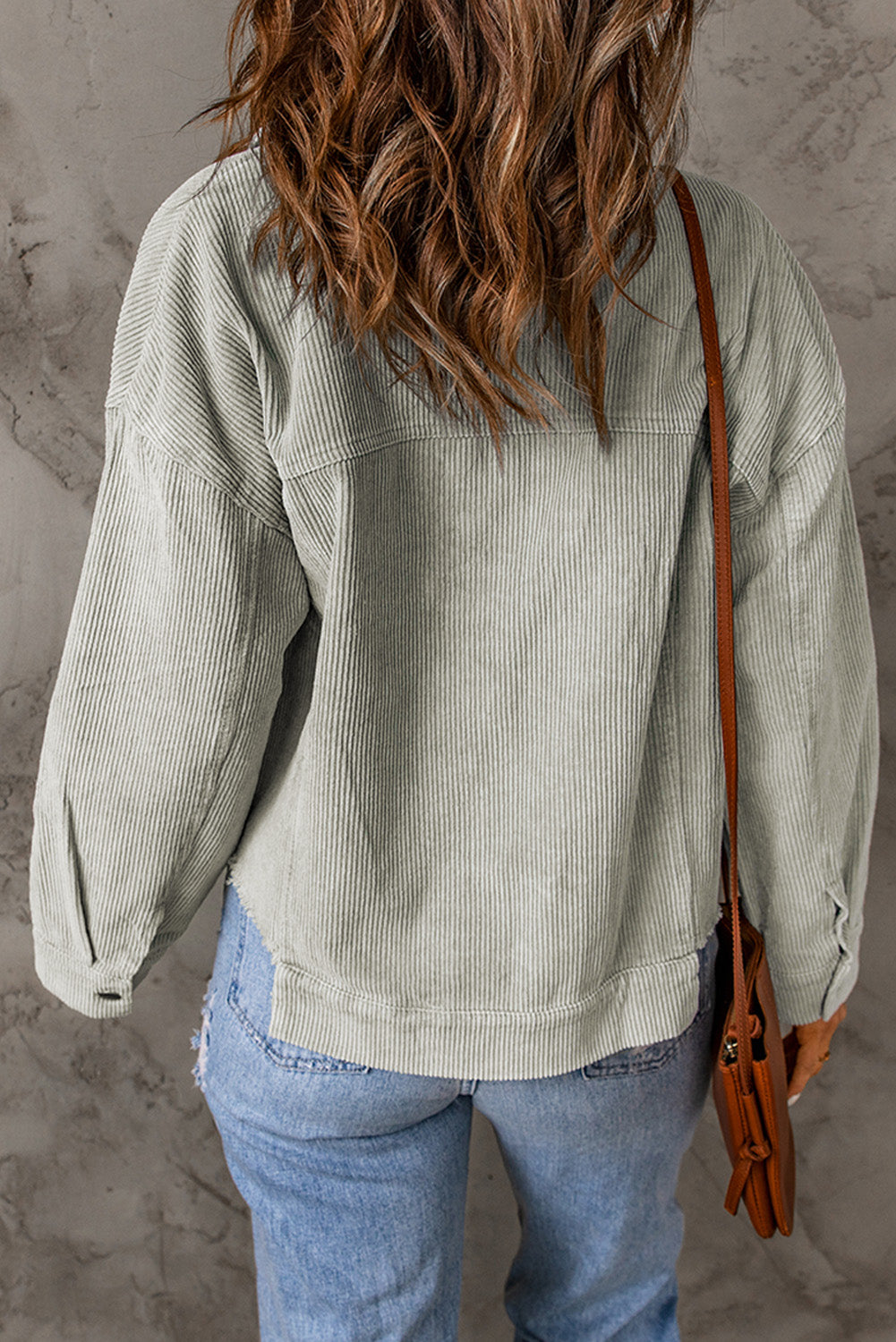 Raw Hem Crop Corduroy Jacket