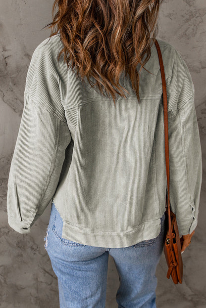 Raw Hem Crop Corduroy Jacket