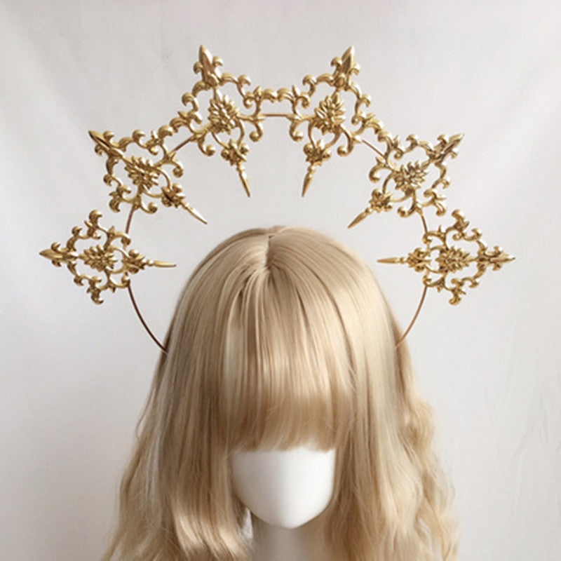Golden Hair Ornament Feather Cross