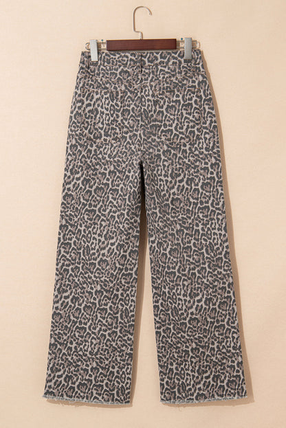 Frayed Edge Wide Leg High Waist Jeans