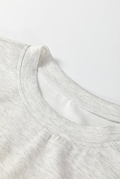 Solid Drawstring Waist Tunic Sweatshirt