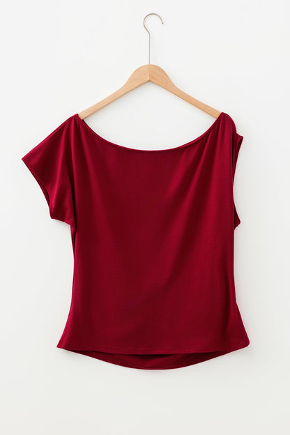 Plus Size Solid Asymmetric Neck Blouse