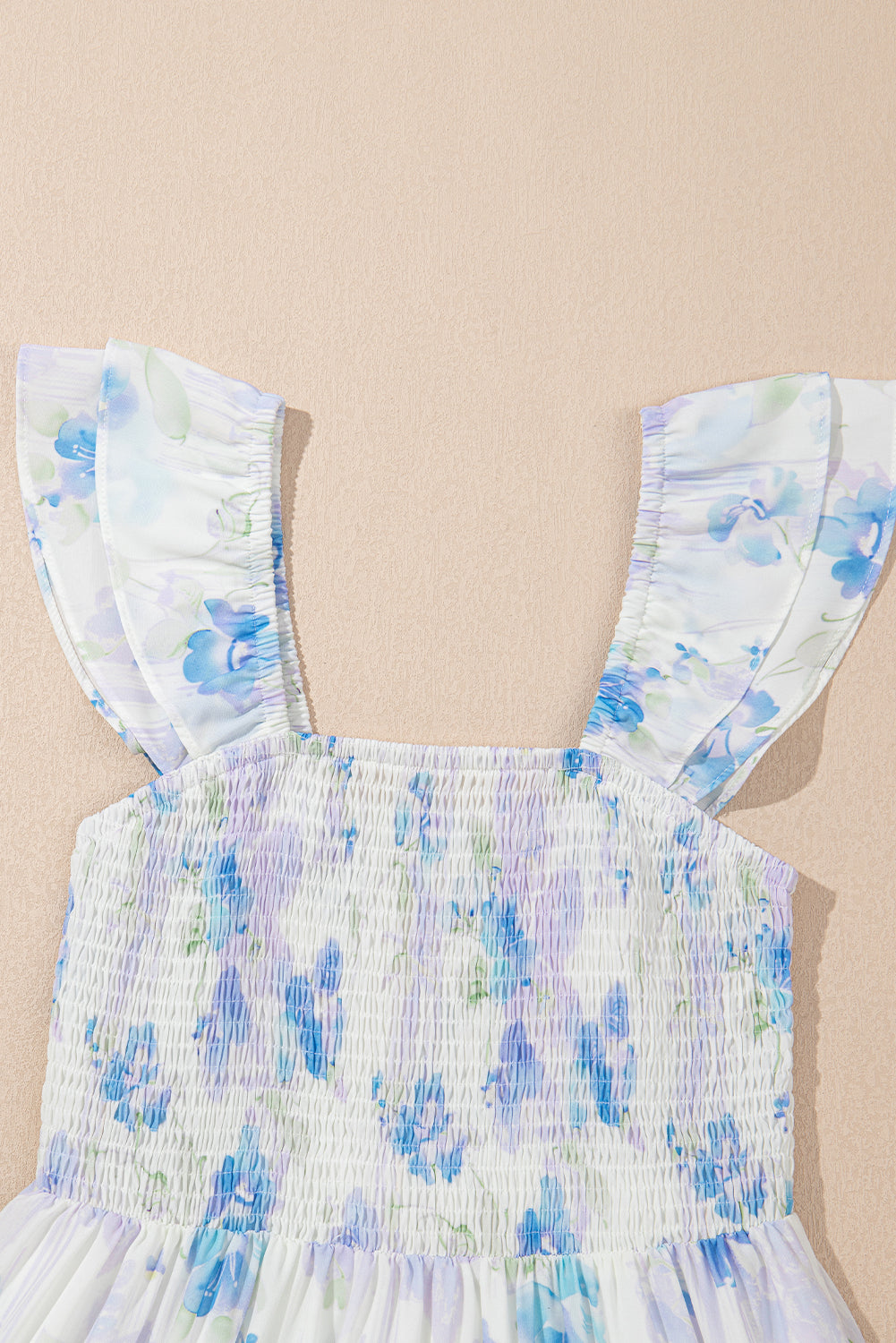 Floral Smocked High Waist Double Ruffle Dress