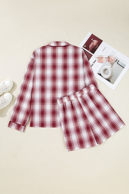 Plaid Shirt and Shorts Lounge Set