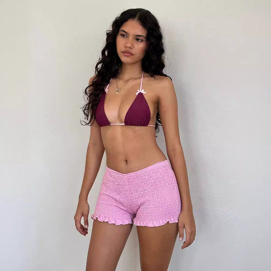 Elastic Waist Close-fitting Casual Shorts