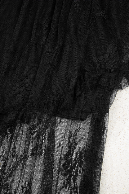 Lace Cascading Tiered High Waist Maxi Skirt