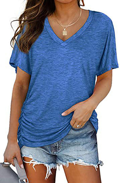European-American V-Neck Loose Casual T-Shirt