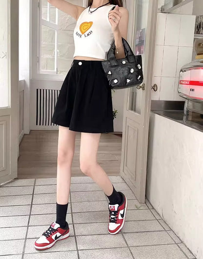 Corduroy Casual Shorts Women's High Waist Loose