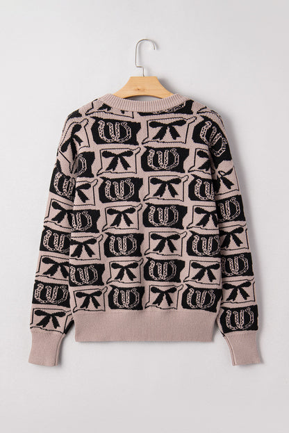 Western Bows & Horseshoes Long Sleeve Sweater