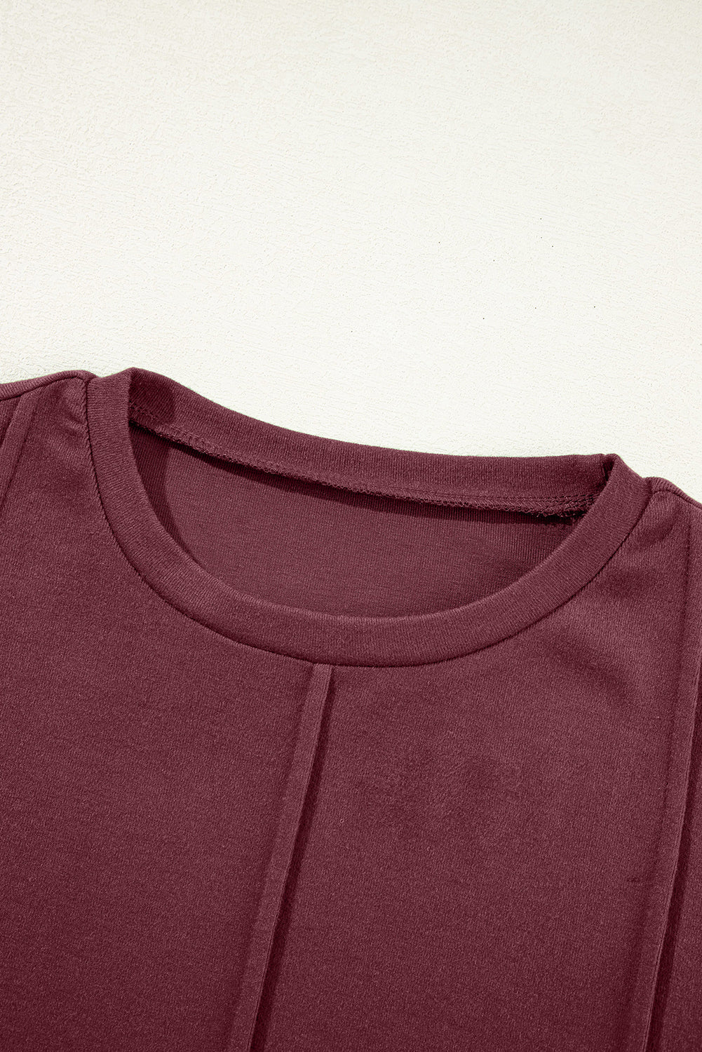 Solid Reverse Seam Crew Neck Long Sleeve Top