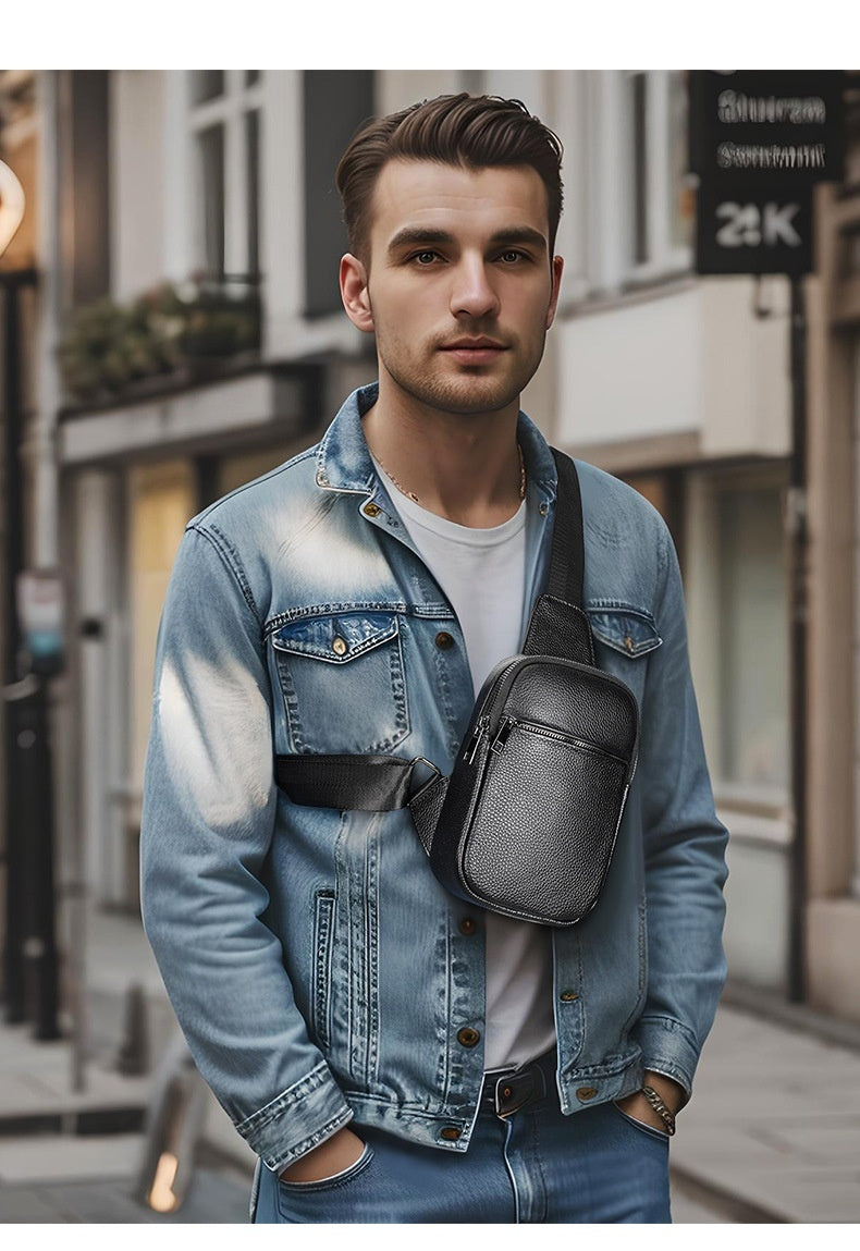 Men's Leather Crossbody Chest Bag