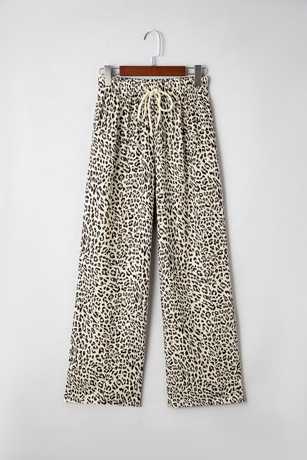 Leopard Drawstring Elastic Waistband Loose Pants