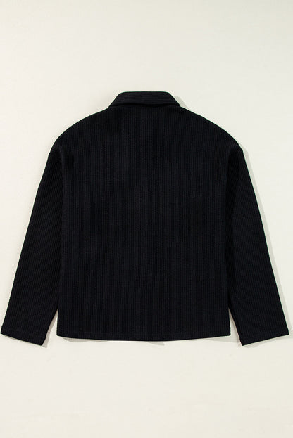 Solid Corduroy Button-Up Long Sleeve Jacket