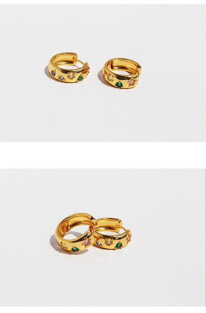 French Retro Colored Zircon Earrings