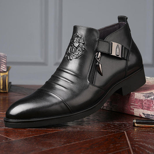 Short Horseshoe Heel Embossed Pull Boots