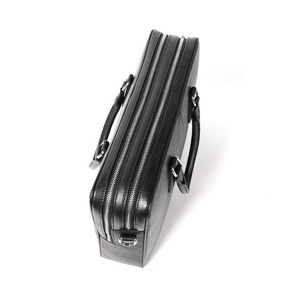 Men's Large Capacity Horizontal Leather Briefcase