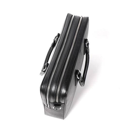 Men's Large Capacity Horizontal Leather Briefcase