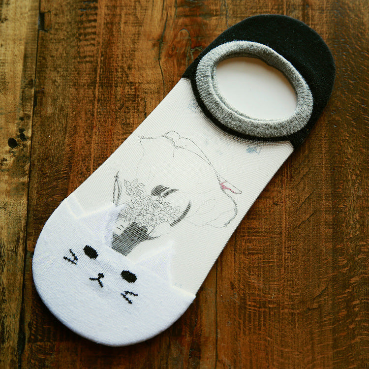 Cartoon Crystal Transparent Ankle Socks