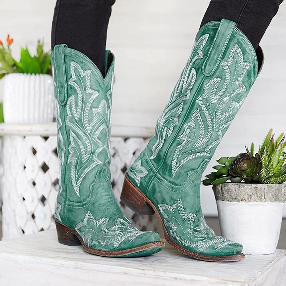 Plus Size Embroidered Long Rider Boots