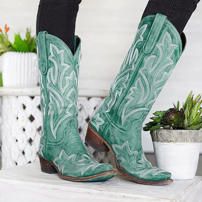 Plus Size Embroidered Long Rider Boots
