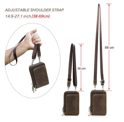 Retro Crazy Horse Men's Crossbody Phone Bag