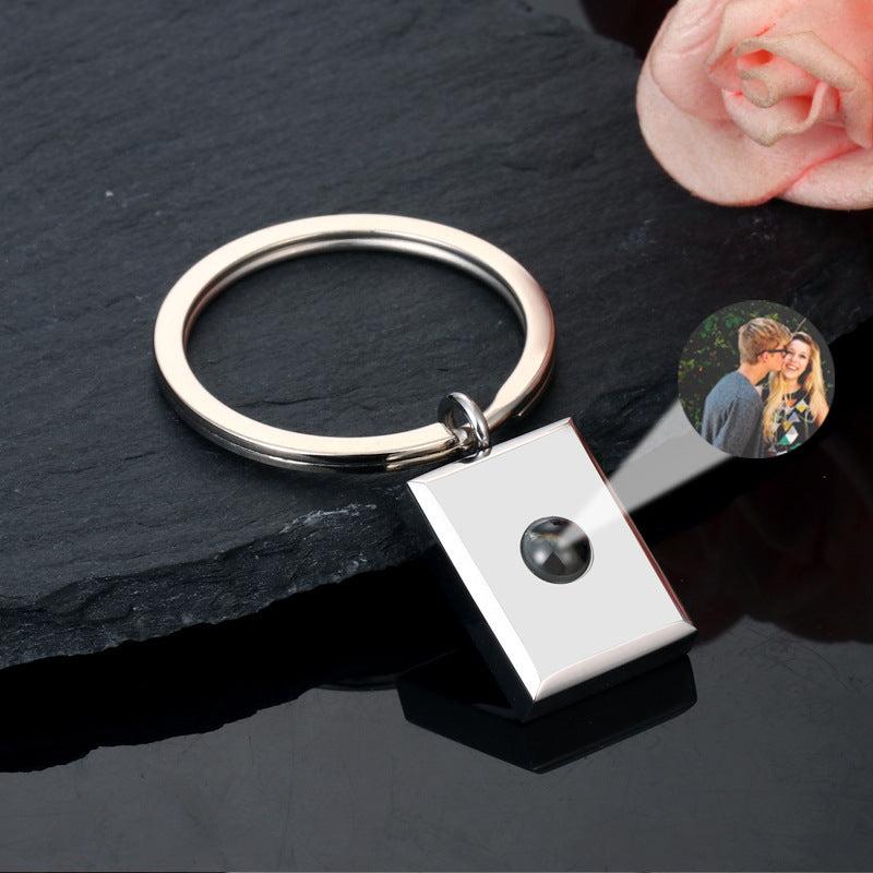 Custom Square Keychain Pendant with Bracelet
