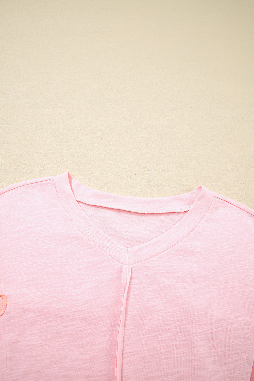 Flower Patch Exposed Seam Bracelet Sleeve T-Shirt