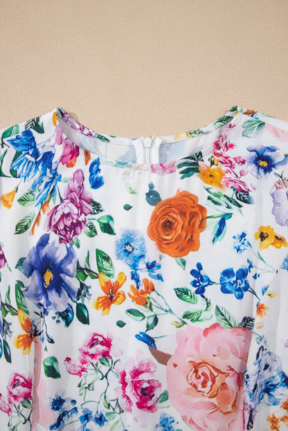 Floral Vibrant Cap Sleeve Mini Dress
