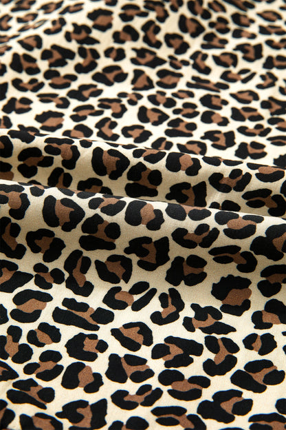 Leopard Stripe Colorblock Trim V-Neck Mini Dress