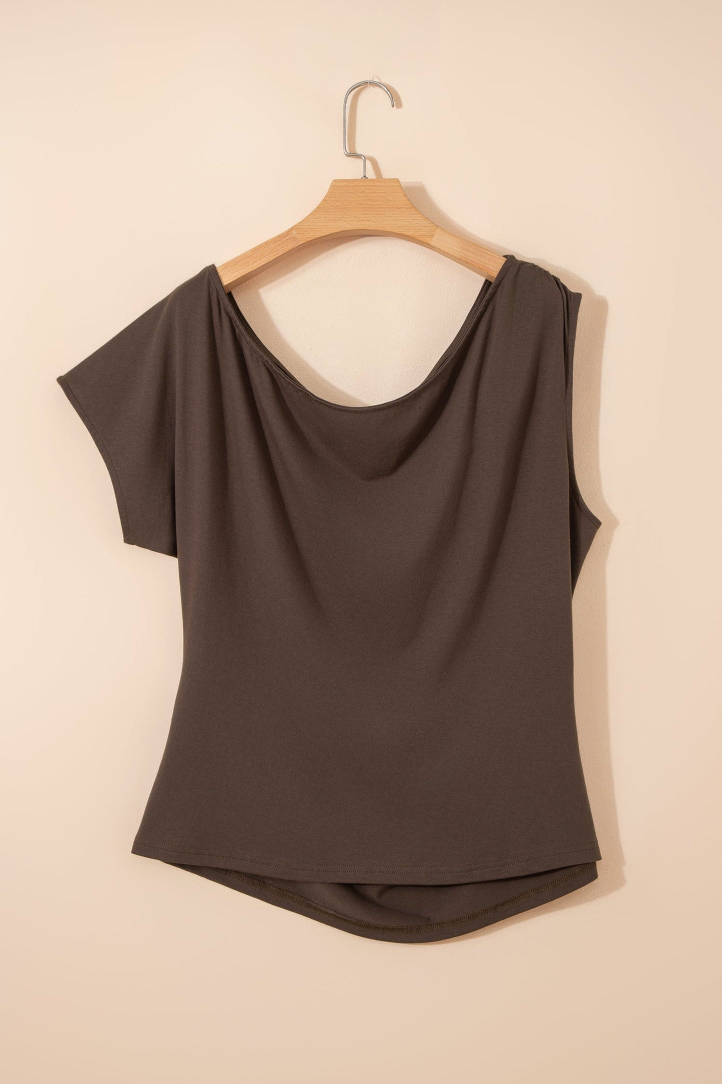 Plus Size Solid Asymmetric Neck Blouse